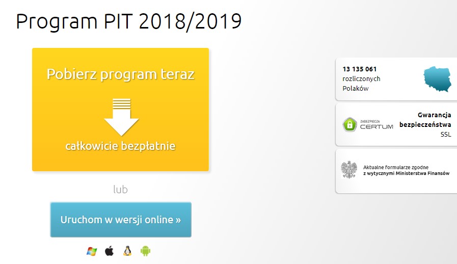 Rozliczenie PIT 2019 przez internet - Program PIT Pro 2018/2019